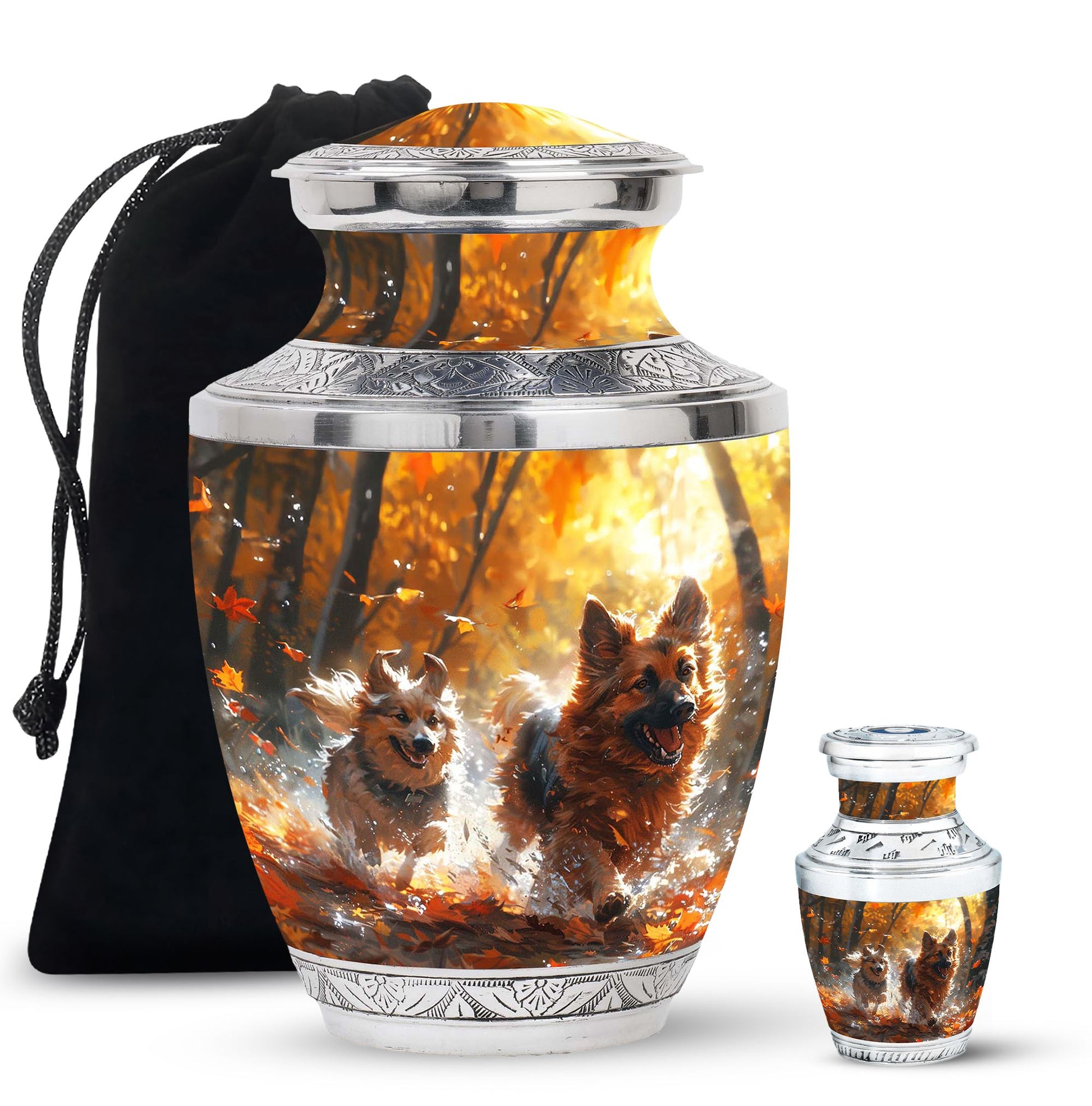 German Shepherd Memorial Urn For Dogs - Autumn Cremation Urn For Pet