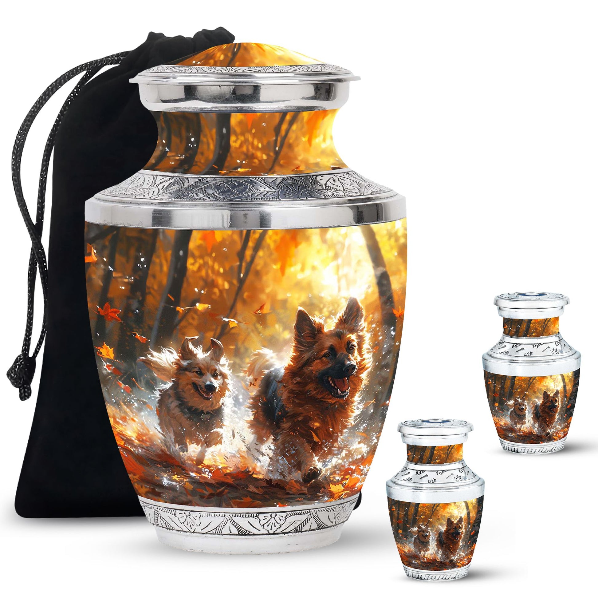German Shepherd Memorial Urn For Dogs - Autumn Cremation Urn For Pet