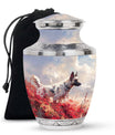 Pet Memorial Urn For Dog - Red Floral Tribute Urn Perfect For Memorials