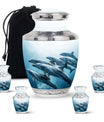 Aquatic Dolphins Family - Dolphin Cremation Urn For Men And Women