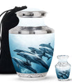 Aquatic Dolphins Family - Dolphin Cremation Urn For Men And Women