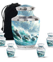 Dolphin Urn Memorial For Adults - Ocean Waves Funeral Urn For Ashes