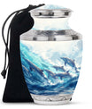 Dolphins Cremation Urn For Ashes – Ocean Wave Memorial for Adults