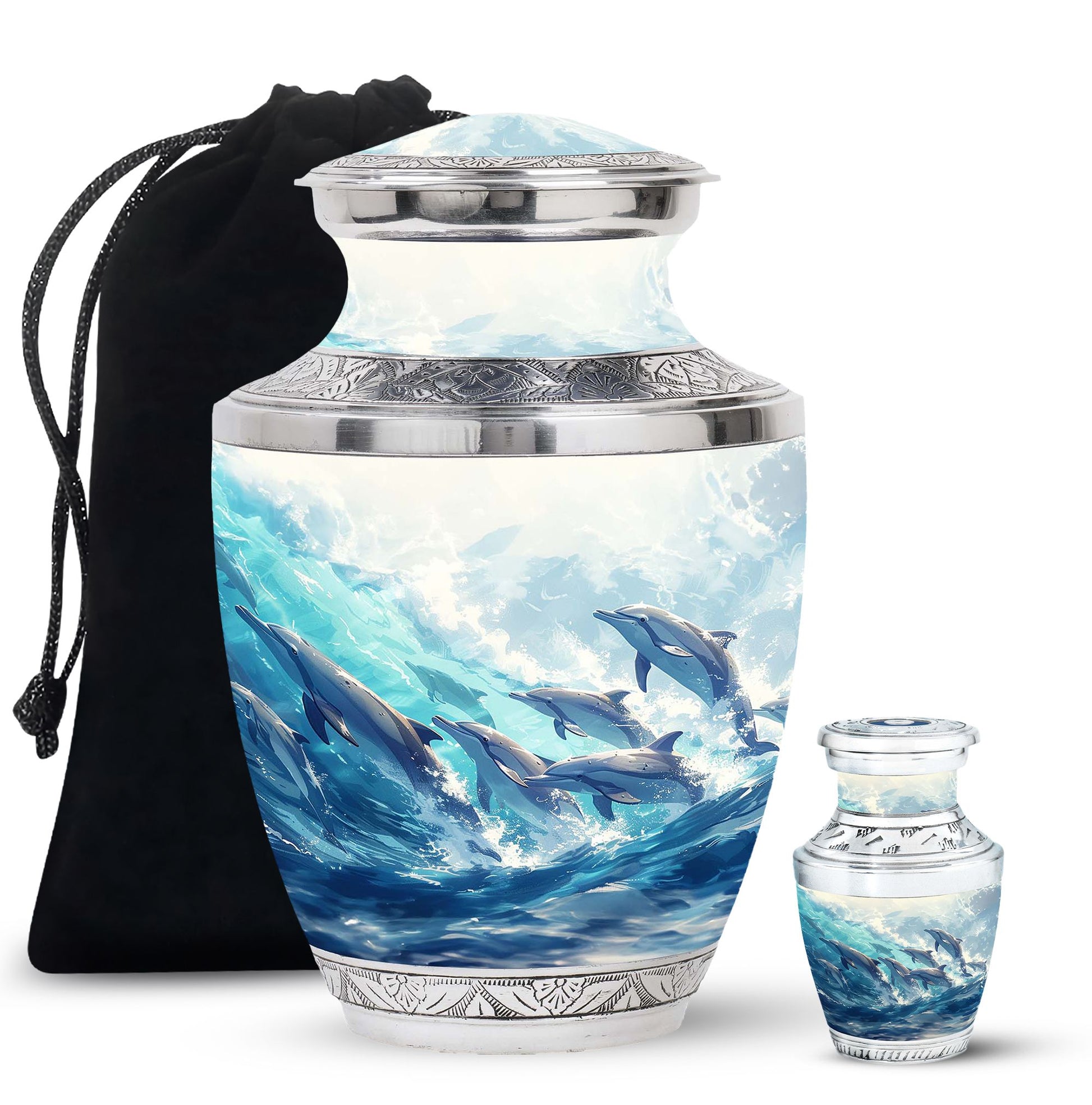 Dolphin Family Cremation Urn - Dolphin Large Funeral Ashes Urn