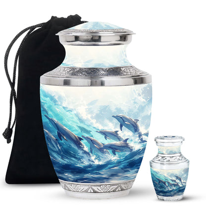 Personalized Dolphin Cremation Urn for Human Ashes - 10-inch, 200 cu in - Yatskia