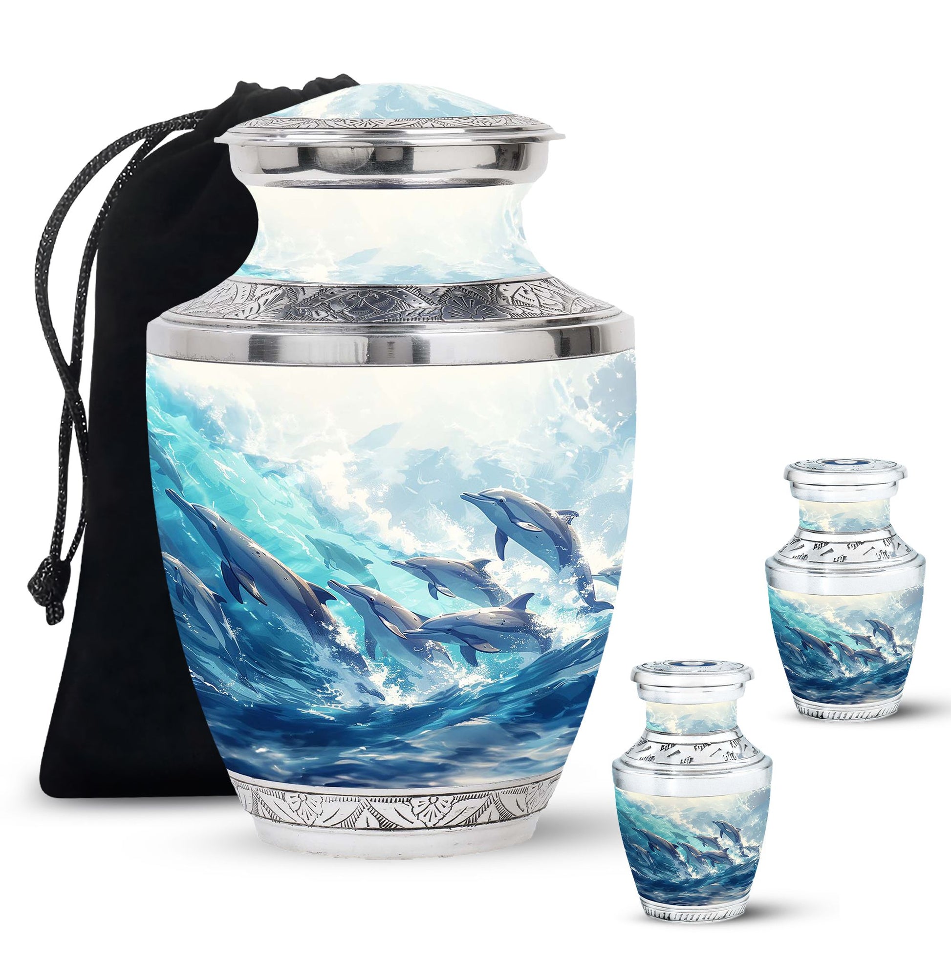 Dolphin Family Cremation Urn - Dolphin Large Funeral Ashes Urn