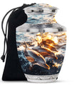 Sunset Dolphin Urn For Women - Dolphin Urn Memorial For Ashes