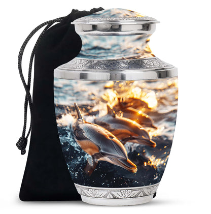 Personalized Dolphin Cremation Urn for Women - 10-inch, 200 cu in - Yatskia