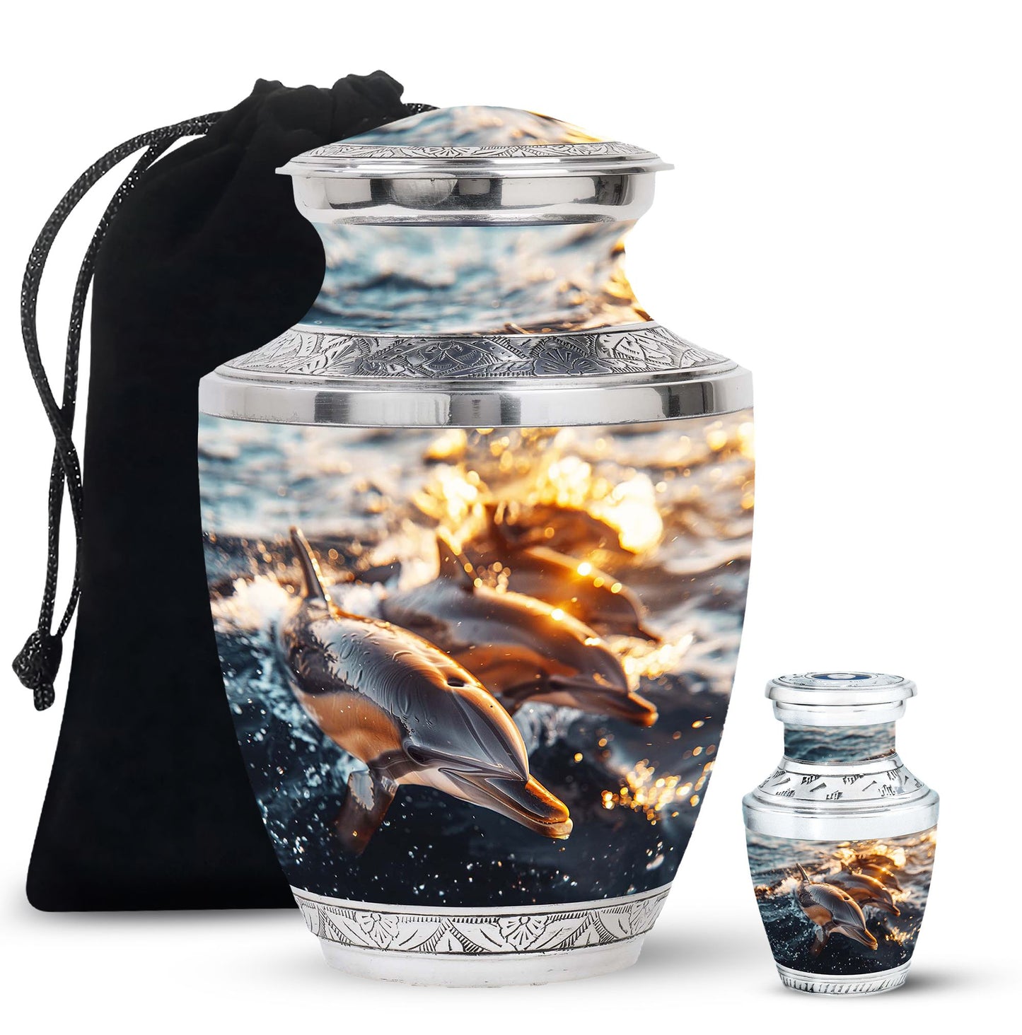 Personalized Dolphin Cremation Urn for Women - 10-inch, 200 cu in - Yatskia