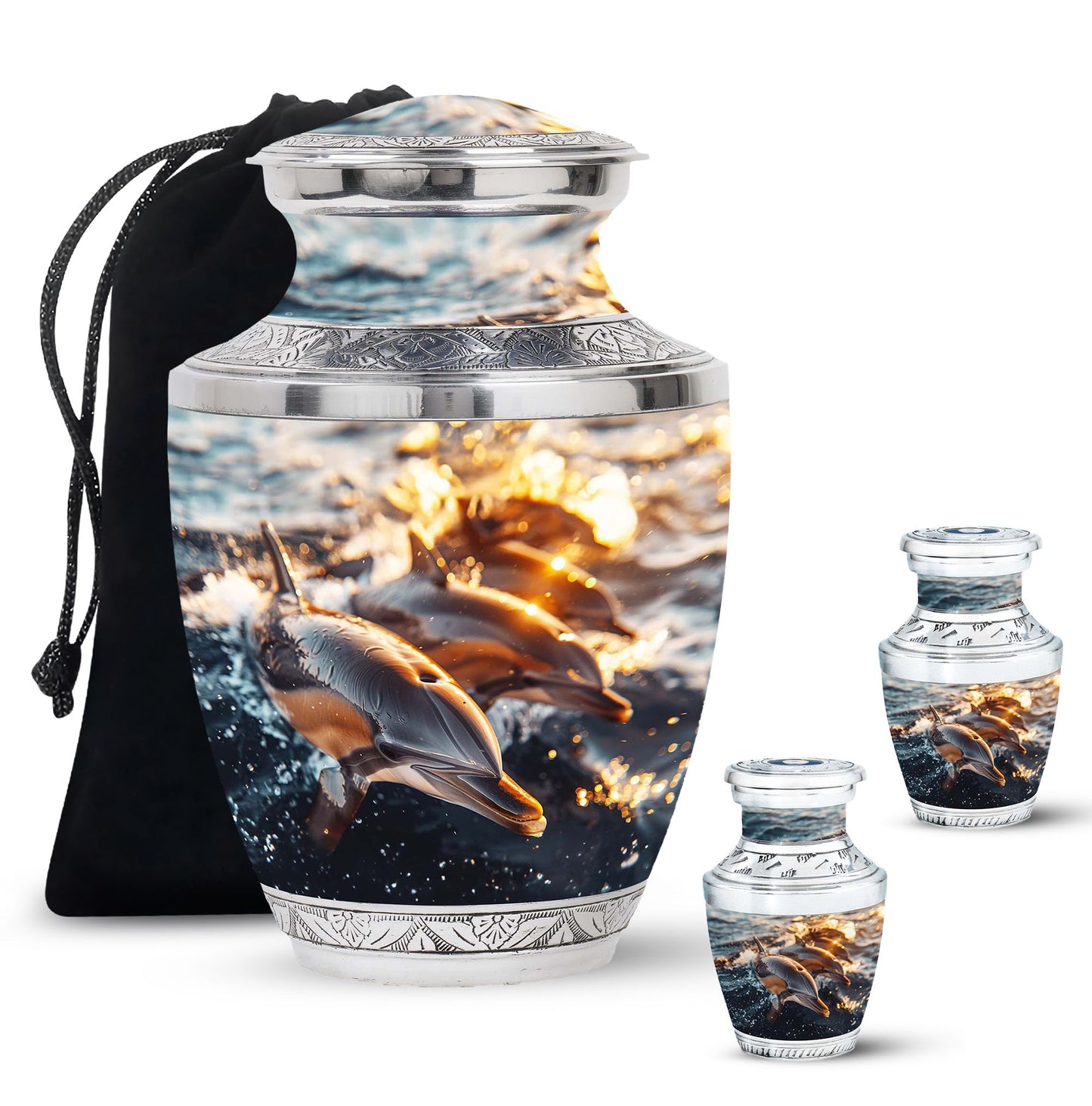 Personalized Dolphin Cremation Urn for Women - 10-inch, 200 cu in - Yatskia
