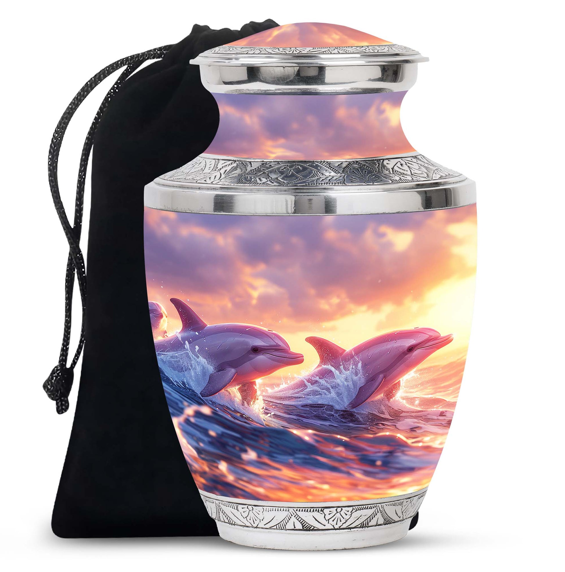 Sunset Dolphin Memorial Urn For Women - Large Urns For Adult Human Ashes
