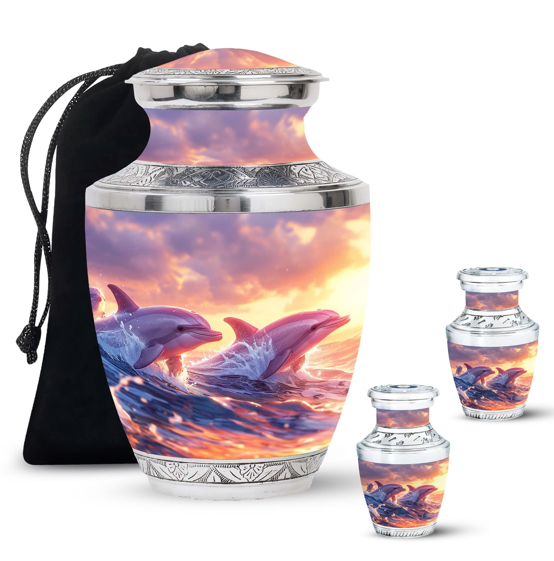 Sunset Dolphin Memorial Urn For Women - Large Urns For Adult Human Ashes