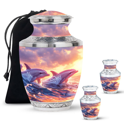 Personalized Dolphin Memorial Urn for Women - 10-inch, 200 cu in - Yatskia