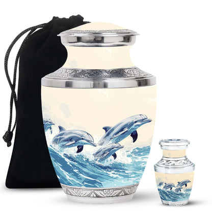Personalized Dolphin Cremation Urn for Men & Women - 10-inch, 200 cu in - Yatskia