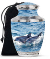 Dolphins Large Urn Memorial - Cremation Keepsake Urn Combo