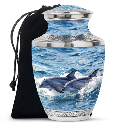 Personalized Dolphin Cremation Urn for Women - 10-inch, 200 cu in - Yatskia