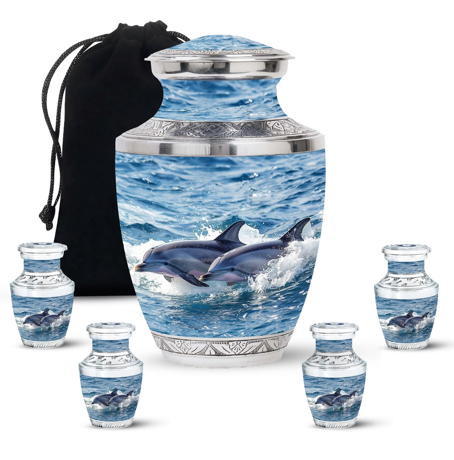 Personalized Dolphin Cremation Urn for Women - 10-inch, 200 cu in - Yatskia
