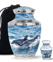 Dolphins Large Urn Memorial - Cremation Keepsake Urn Combo