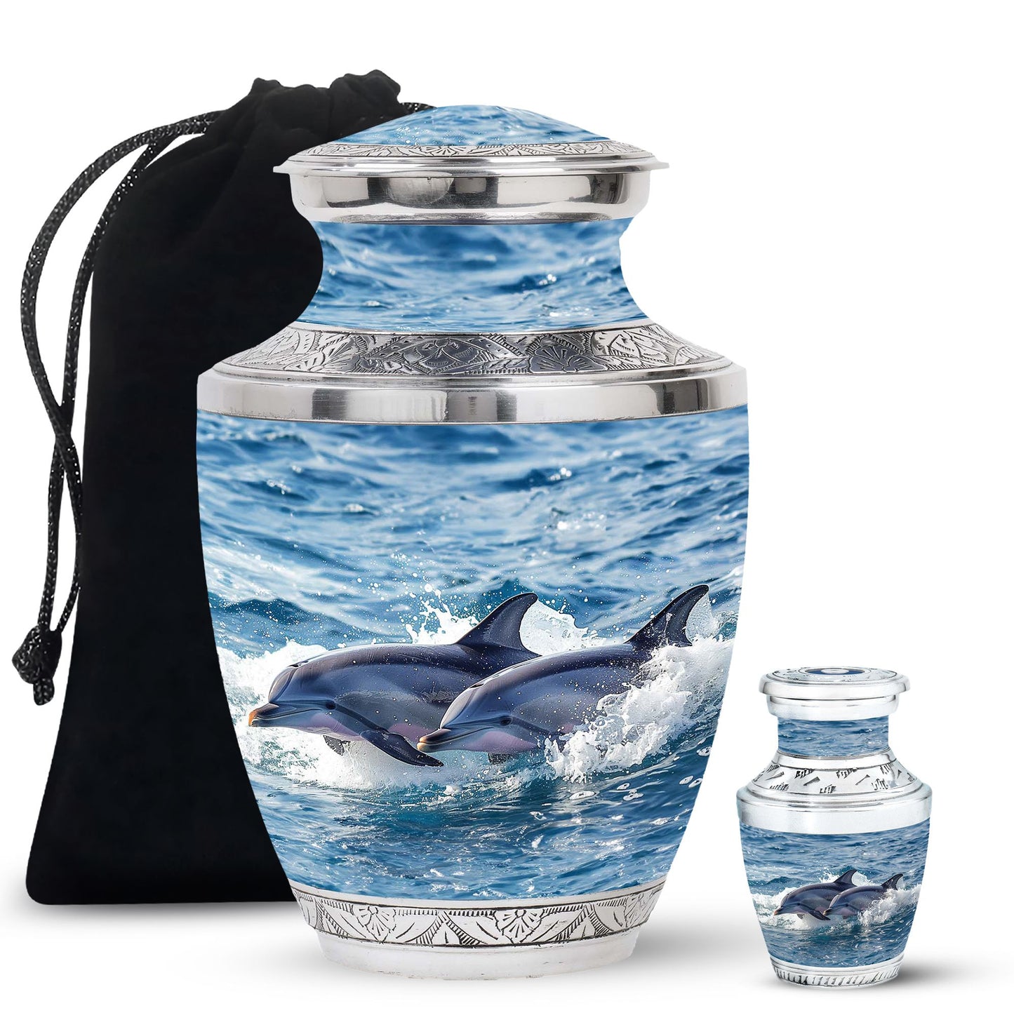 Personalized Dolphin Cremation Urn for Women - 10-inch, 200 cu in - Yatskia