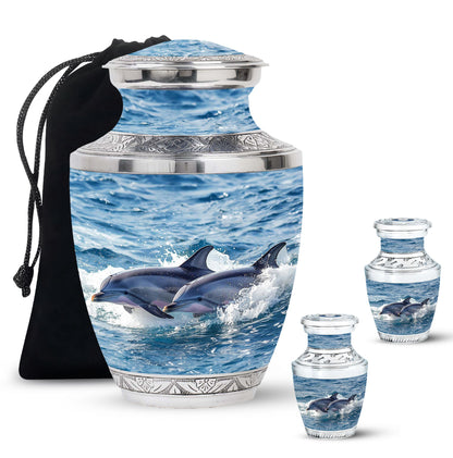 Personalized Dolphin Cremation Urn for Women - 10-inch, 200 cu in - Yatskia