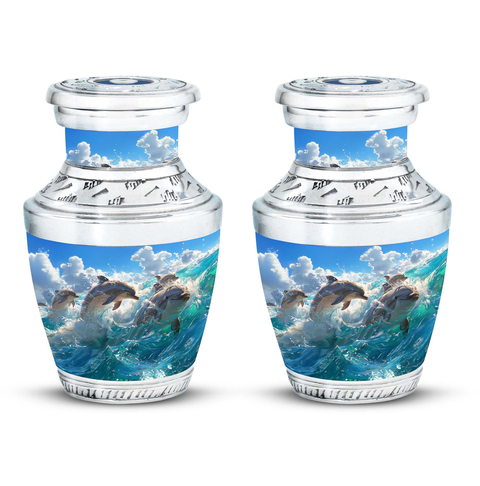 Joyful Dolphins Famiy Urn For Cremation - Funeral Urn for Loved Ones