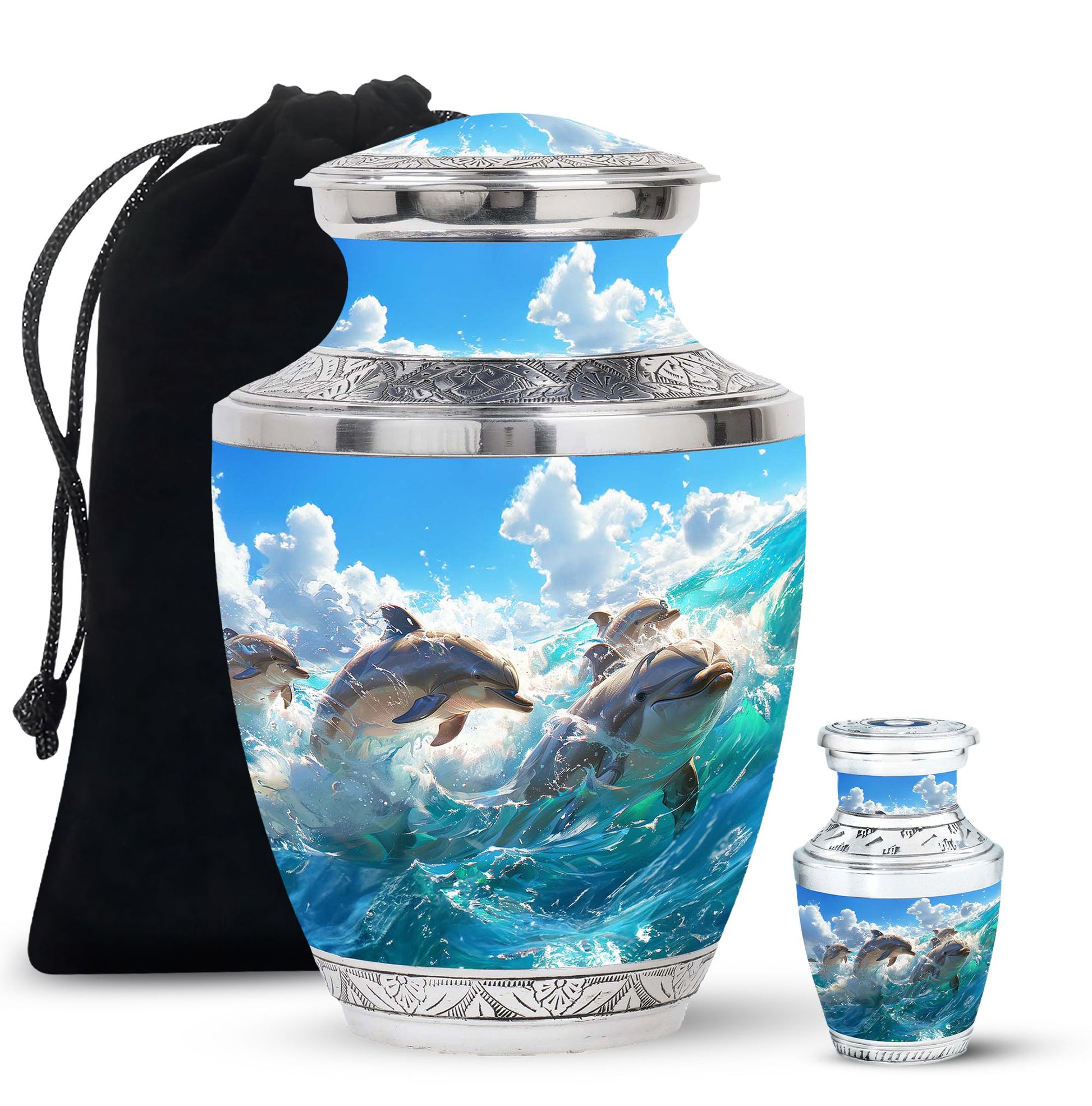 Joyful Dolphins Famiy Urn For Cremation - Funeral Urn for Loved Ones