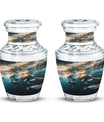 Underwater Dolphin Family Urn For Memorial - Human Ashes Container