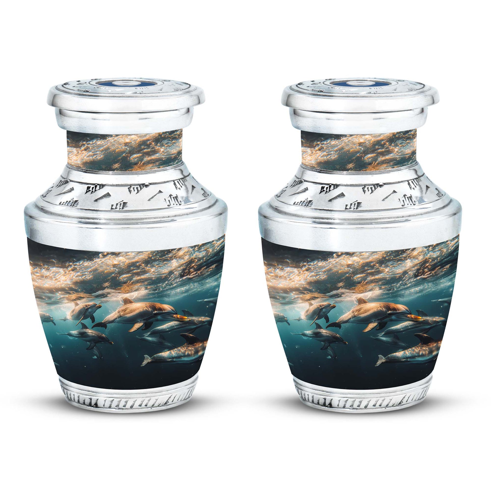 Underwater Dolphin Family Urn For Memorial - Human Ashes Container