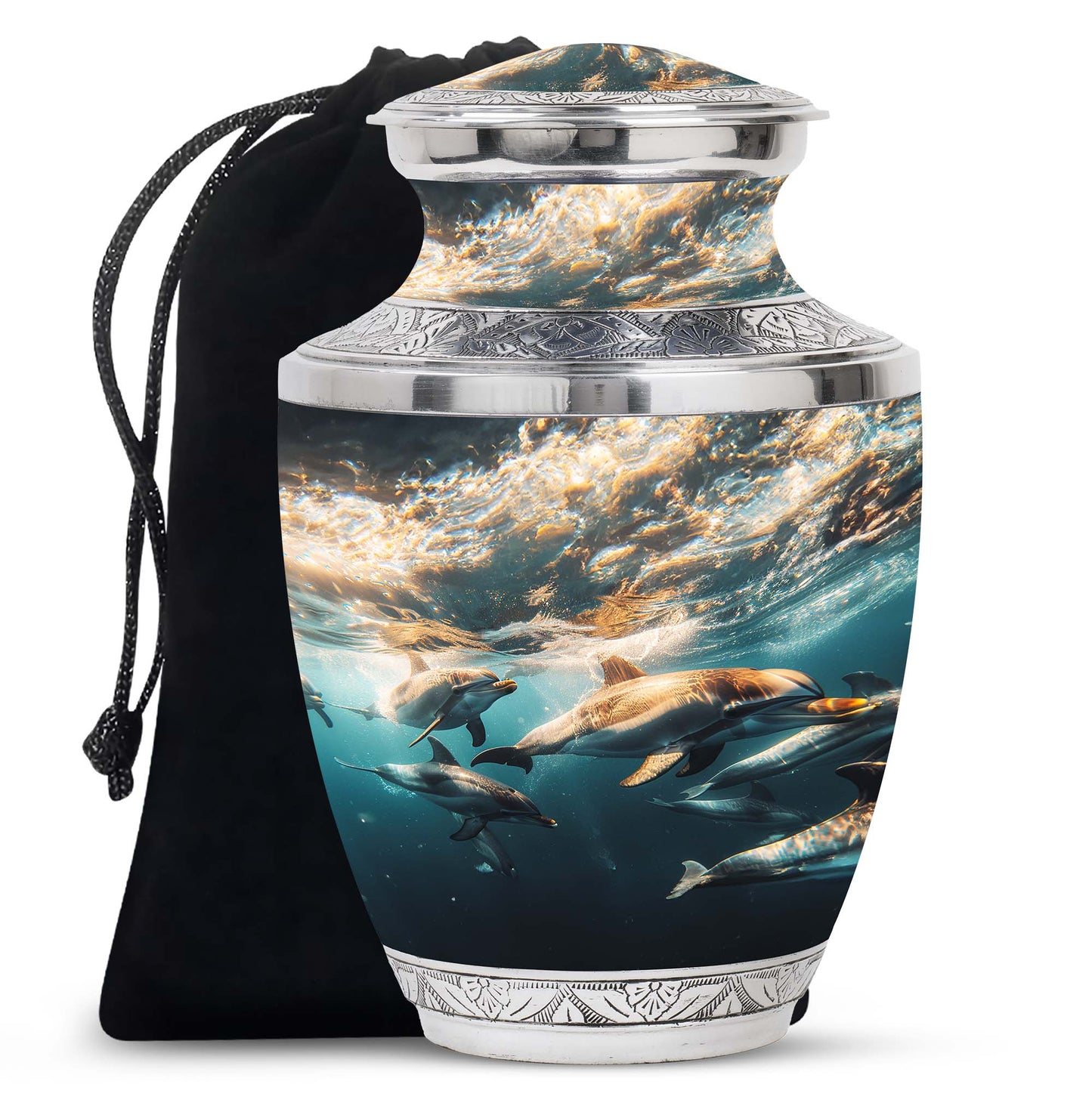 Personalized Dolphin Memorial Urn for Human Ashes - 10-inch, 200 cu in - Yatskia