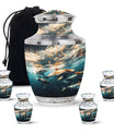 Underwater Dolphin Family Urn For Memorial - Human Ashes Container