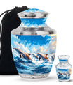 Dolphins Memorial Urn For Women - Artistic Funeral Urn for Sale