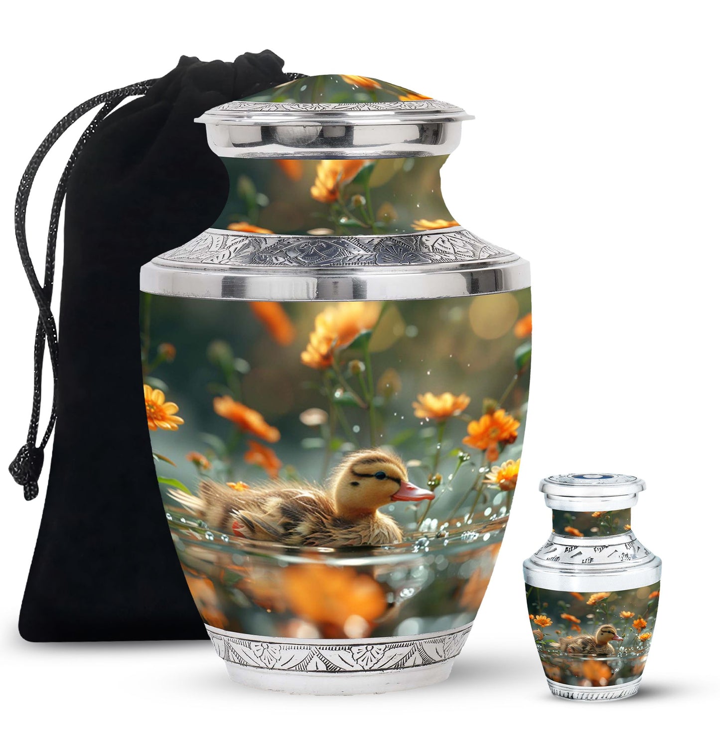 Personalized Flower Memorial Urn for Women - 10-inch, 200 cu in - Yatskia