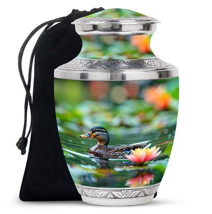 Green Personalized Bird Cremation Urn for Men & Women - 10-inch, 200 cu in - Yatskia