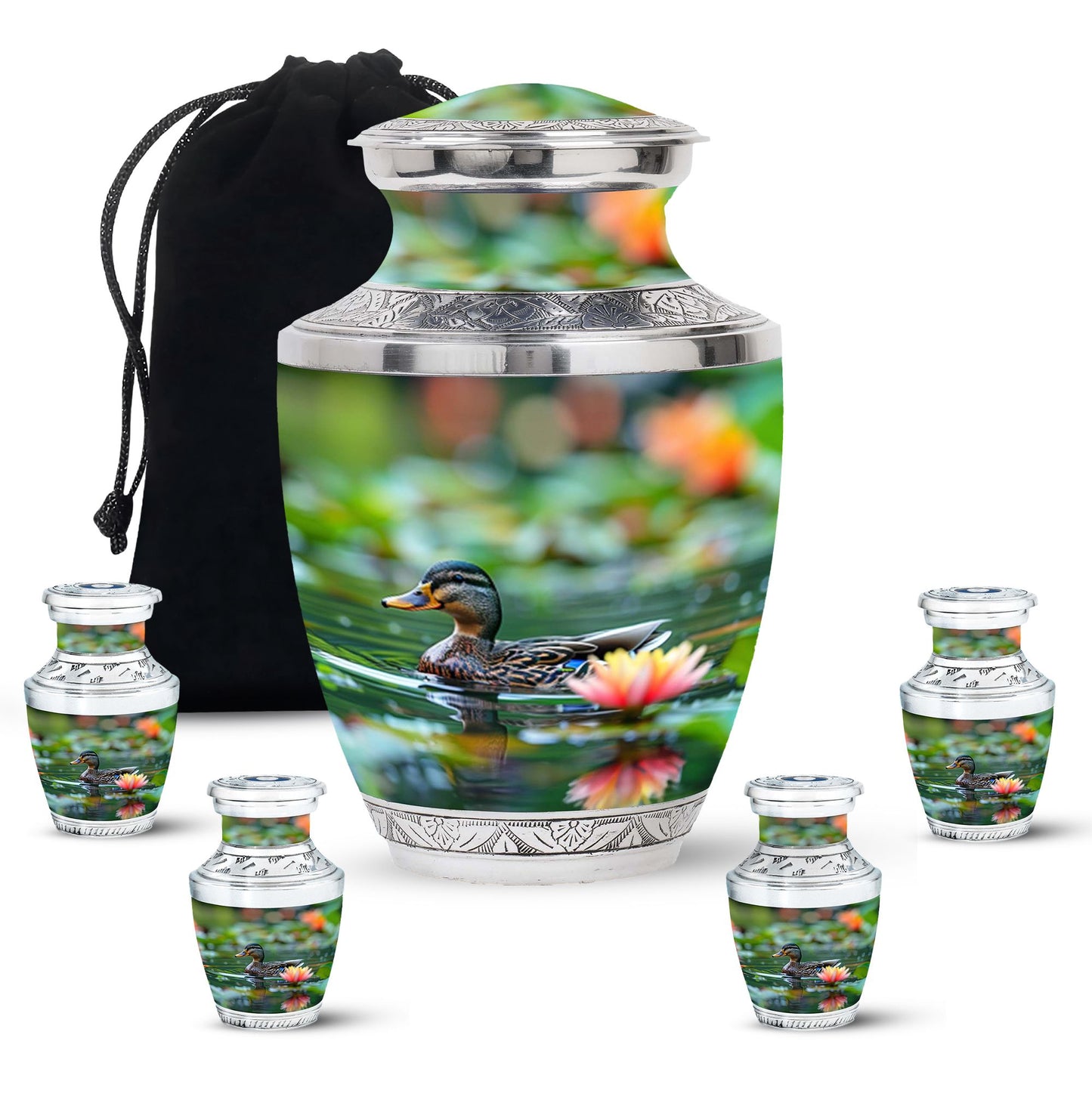 Green Personalized Bird Cremation Urn for Men & Women - 10-inch, 200 cu in - Yatskia