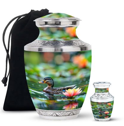 Green Personalized Bird Cremation Urn for Men & Women - 10-inch, 200 cu in - Yatskia