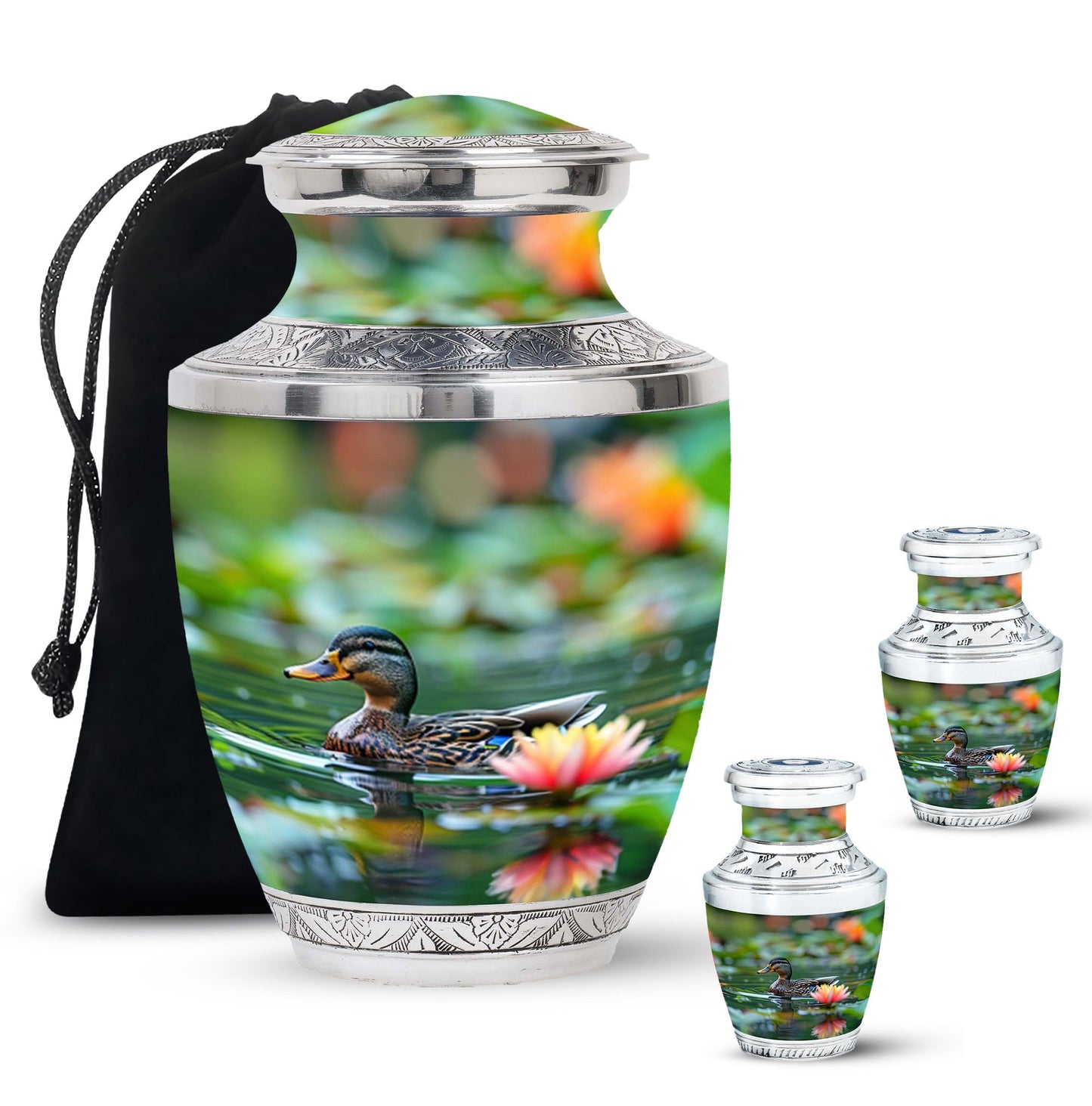 Green Personalized Bird Cremation Urn for Men & Women - 10-inch, 200 cu in - Yatskia