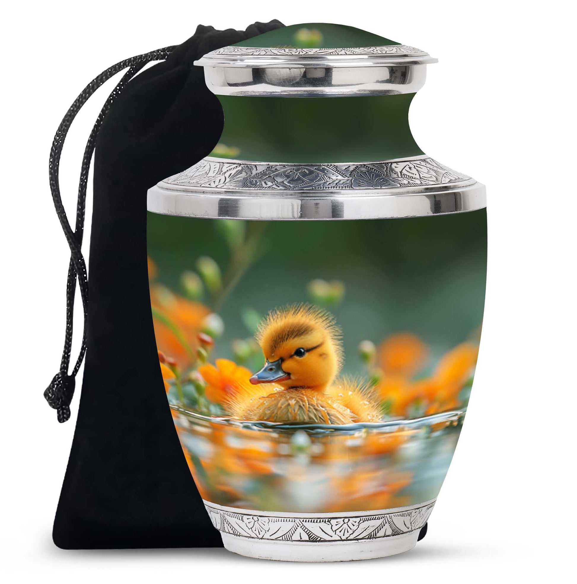 Golden Duckling Memorial Urn Set - Duck Cremation Urn For Ashes