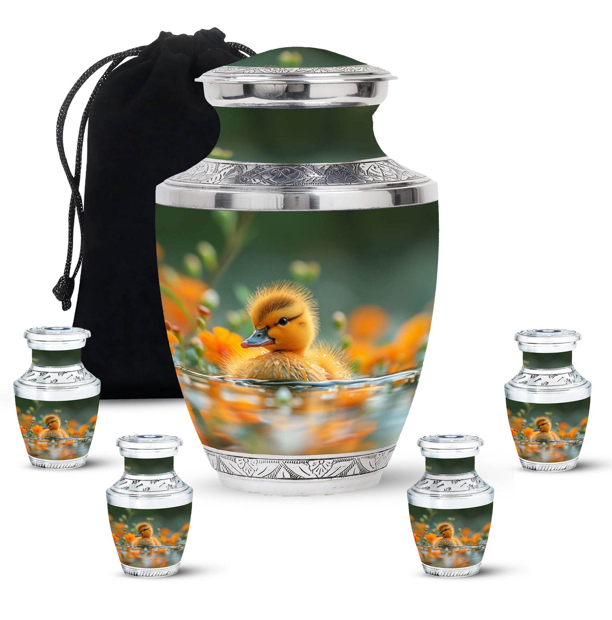 Golden Duckling Memorial Urn Set - Duck Cremation Urn For Ashes