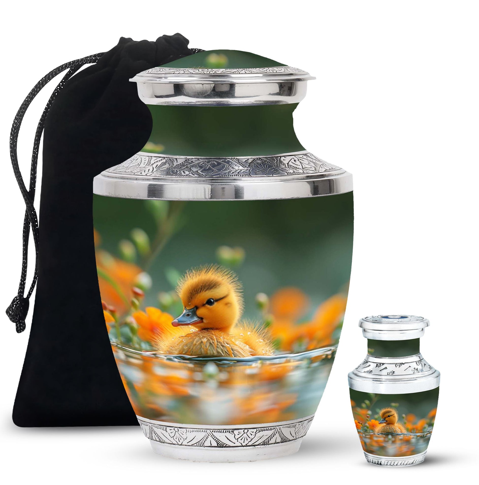 Golden Duckling Memorial Urn Set - Duck Cremation Urn For Ashes