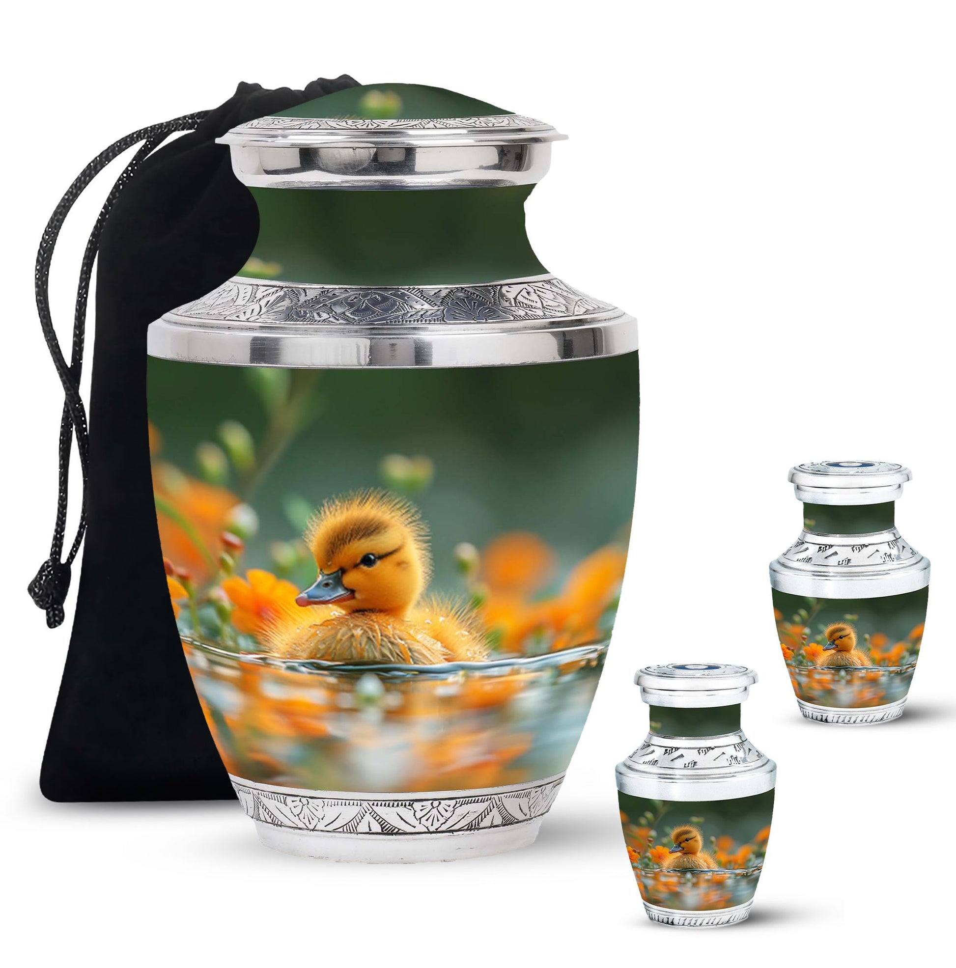 Golden Duckling Memorial Urn Set - Duck Cremation Urn For Ashes
