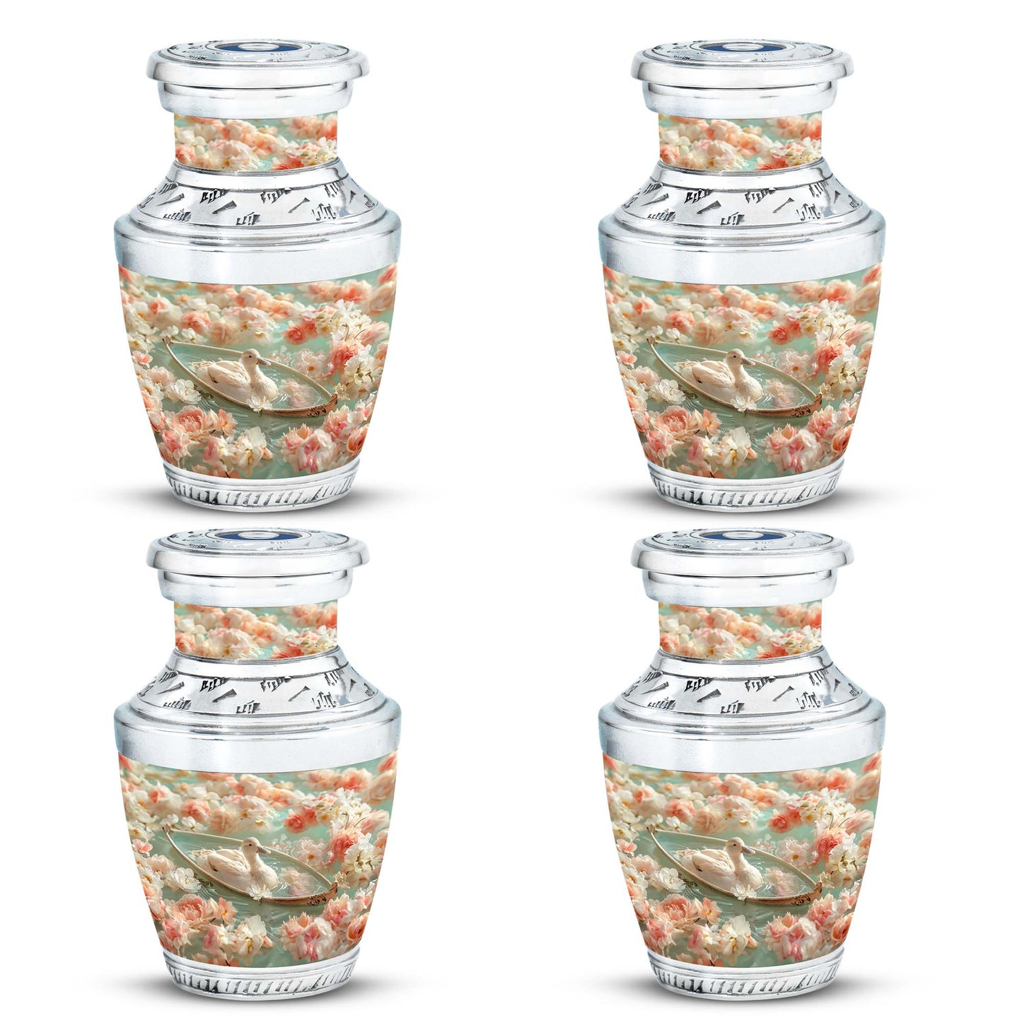 White Personalized Flower Cremation Urn for Human Ashes - 10-inch, 200 cu in - Yatskia
