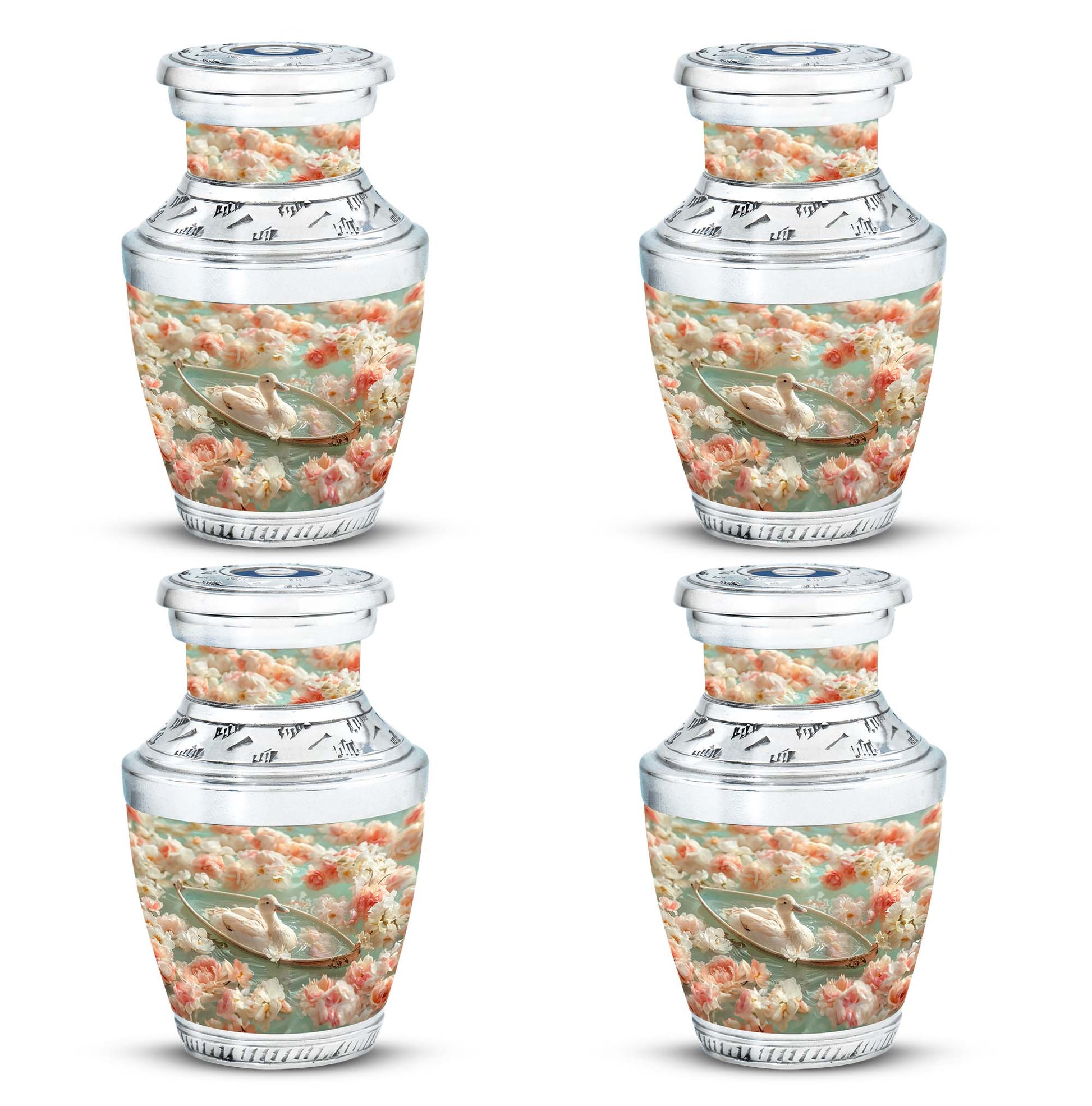 White Duck Funeral Urn - Mesmerizing Lotus Floral Urn For Ashes