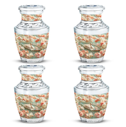 White Personalized Flower Cremation Urn for Human Ashes - 10-inch, 200 cu in - Yatskia