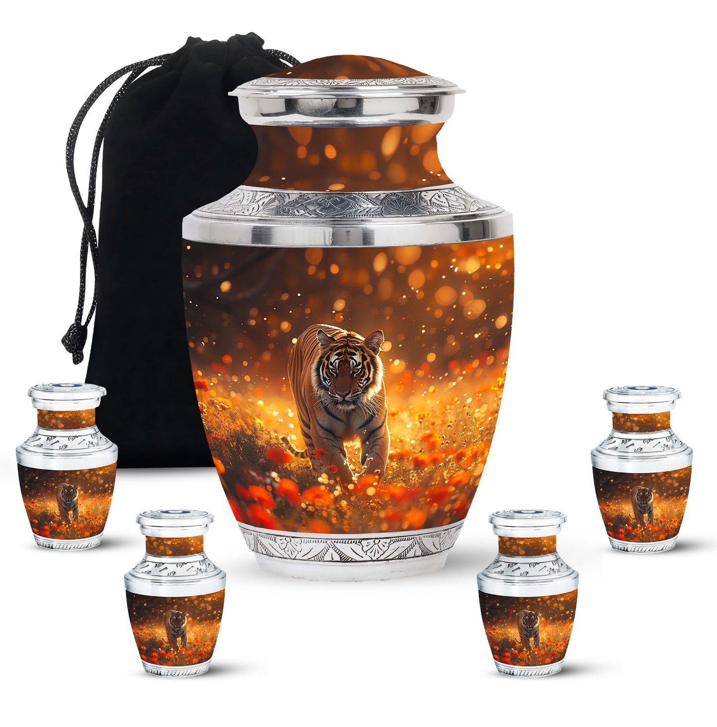 Personalized Tiger Cremation Urn for Human Ashes - 10-inch, 200 cu in - Yatskia