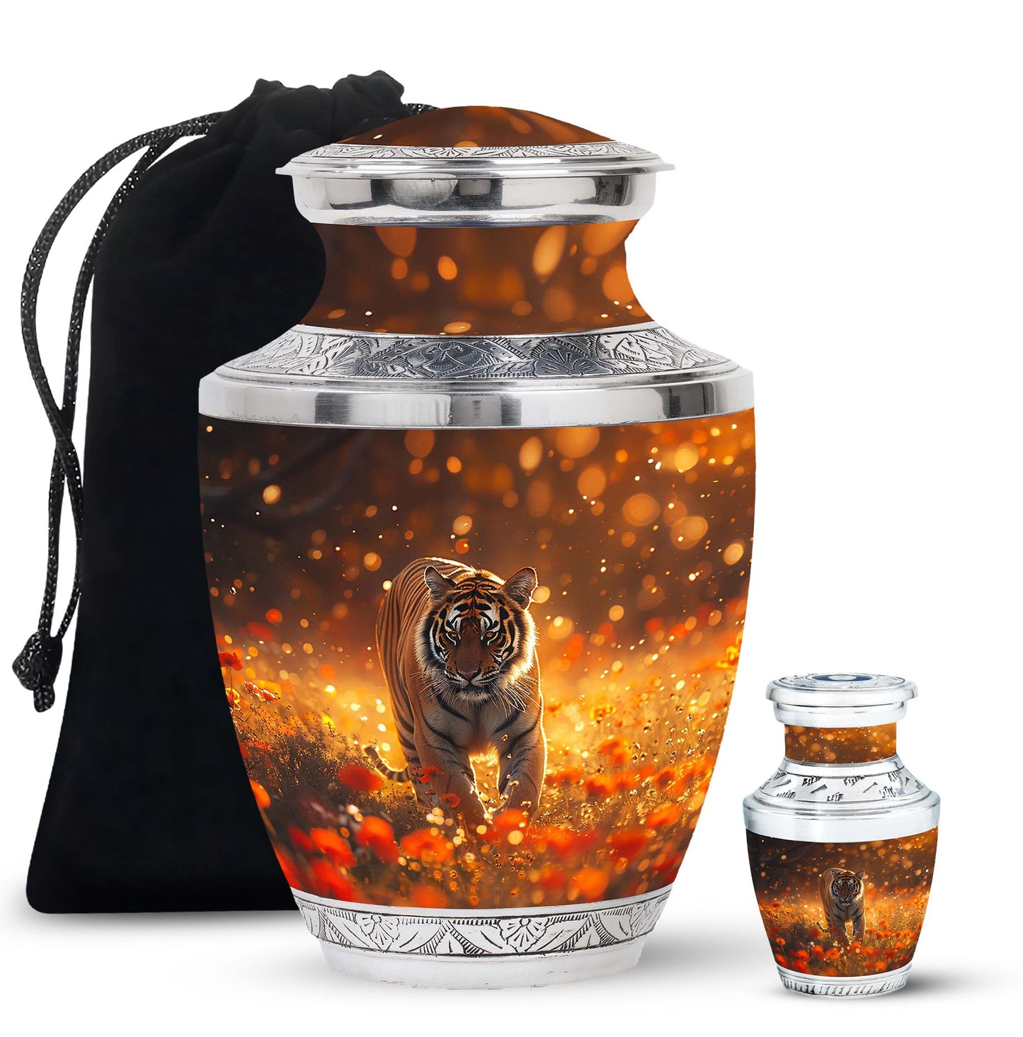 Personalized Tiger Cremation Urn for Human Ashes - 10-inch, 200 cu in - Yatskia