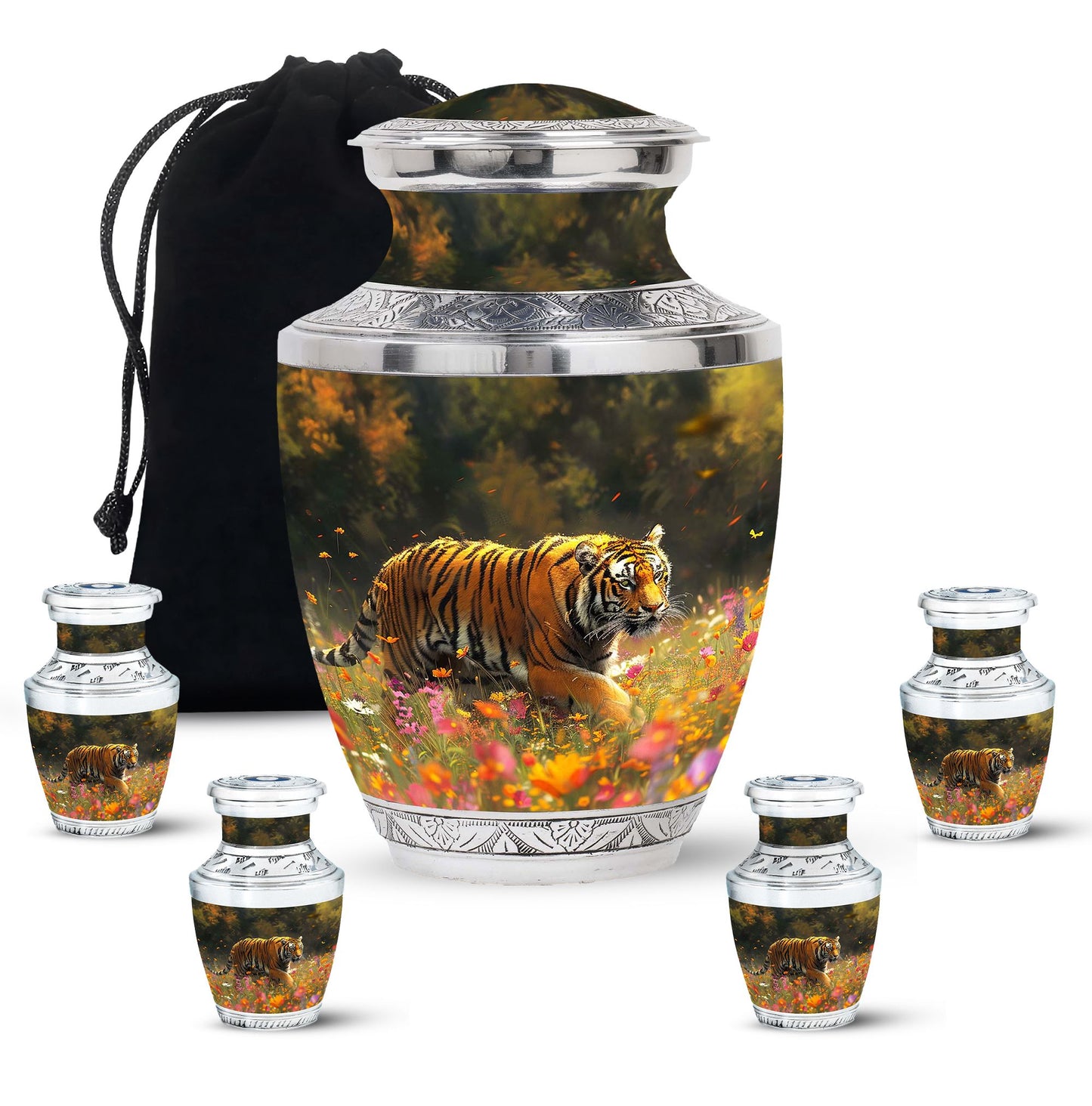 Personalized Tiger Keepsake Urn for Human Ashes - 10-inch, 200 cu in - Yatskia