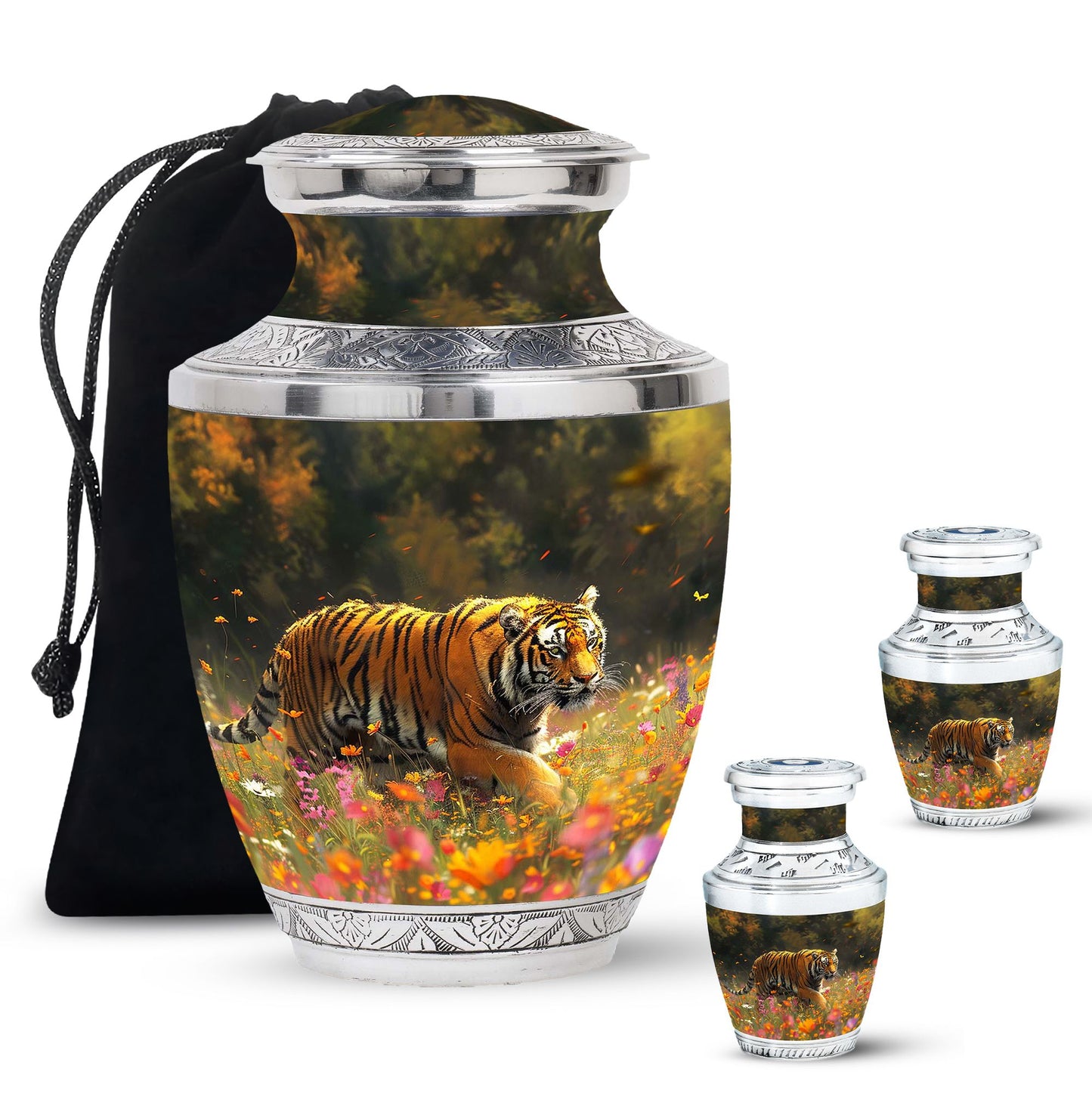 Personalized Tiger Keepsake Urn for Human Ashes - 10-inch, 200 cu in - Yatskia