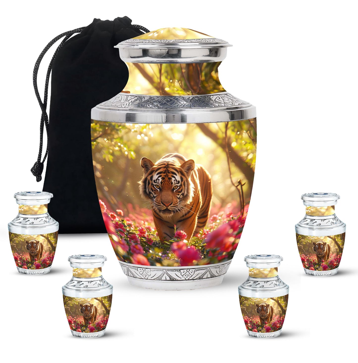 Personalized Tiger Cremation Urn for Human Ashes - 10-inch, 200 cu in - Yatskia