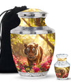 Tiger Memorial Urn For Ashes - Pink Flowers Garden Cremation Urn