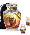 Tiger Memorial Urn For Ashes - Pink Flowers Garden Cremation Urn
